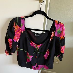 Zara floral crop top - with shoulder pads - NWOT